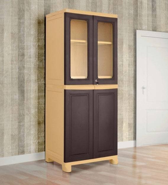 Nilkamal Freedom Big 2 (FB 2) Plastic Storage Cabinet (weather Brown & Biscuit)