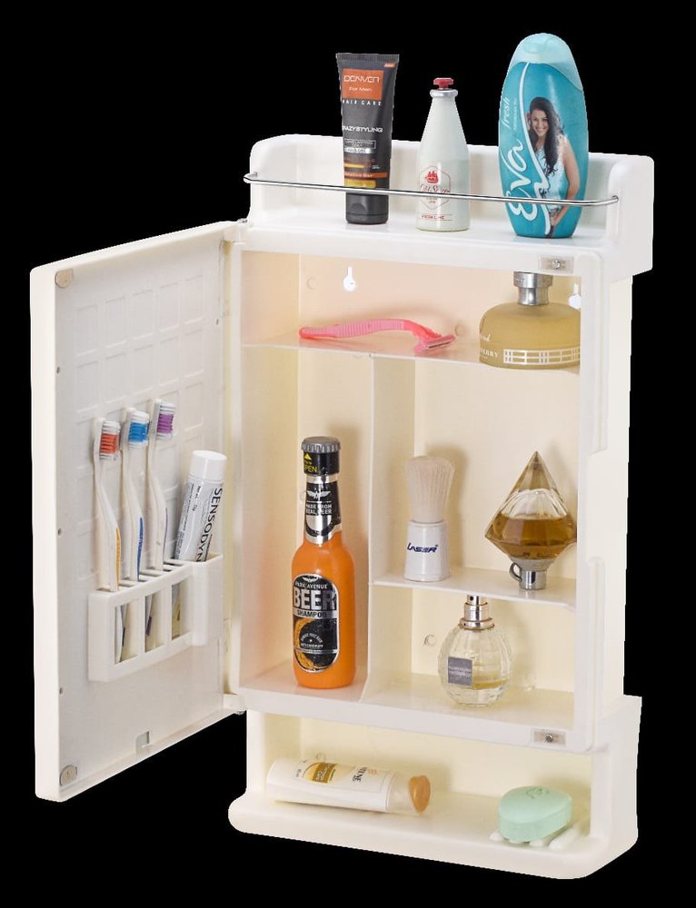 Stainless Steel White Premium Plastic Mirror Cabinet For Home