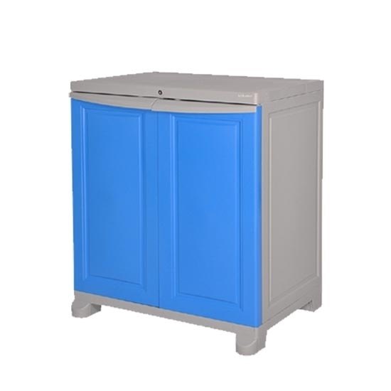 Grey and Blue Double Door Nilkamal Plastic Cabinet