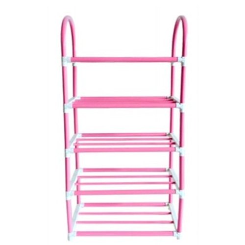 Pink Mild Steel Plastic Shoe Rack, 5 Shelves