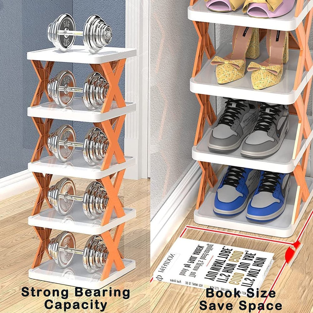 5 Tier Shoe Rack Stackable Shoe Storage Organizer for Bedroom Entryway Easy Clean Shoe Tower Rack
