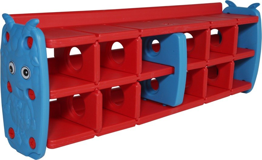 ADIPLAY Red & Blue Plastic Shoe Rack with Bench