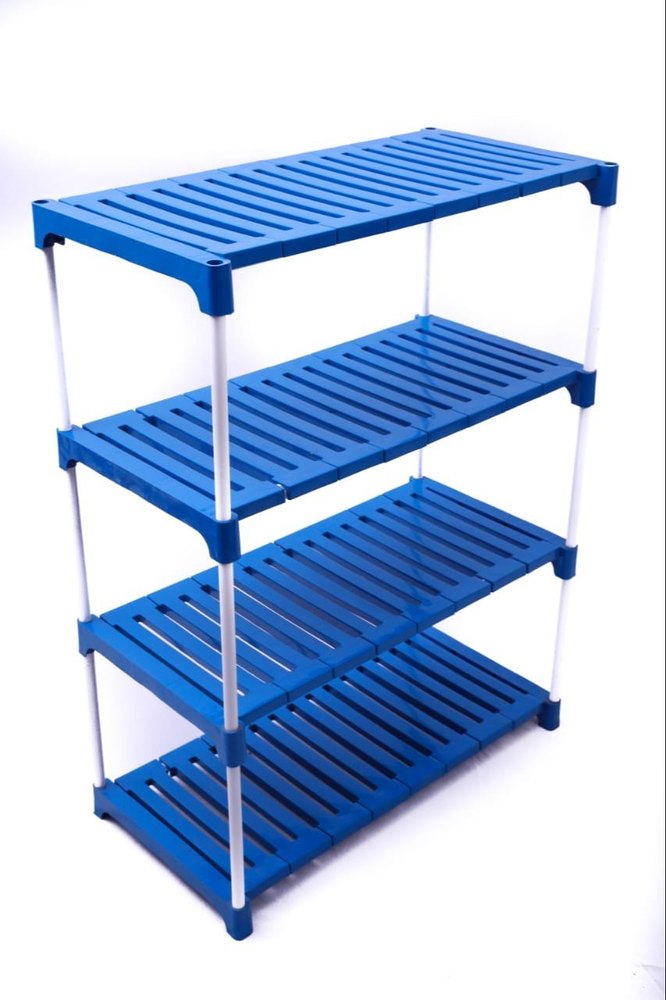 Hello Furniture Blue 27x11x40 Inch Plastic Rack, For Home
