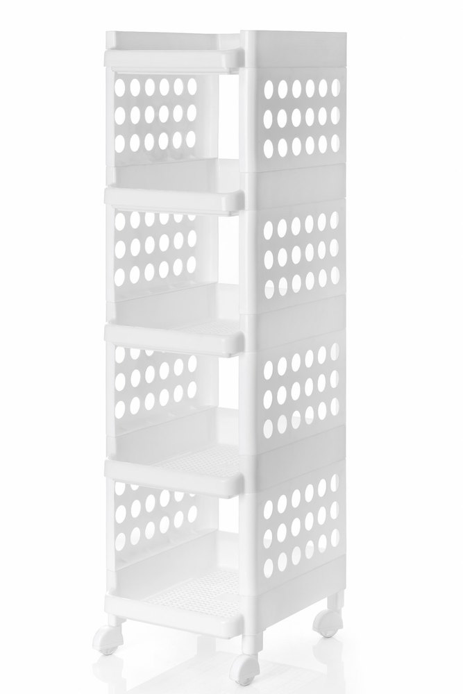 Rectangular 5 Shelve White Plastic Free Standing Storage Rack
