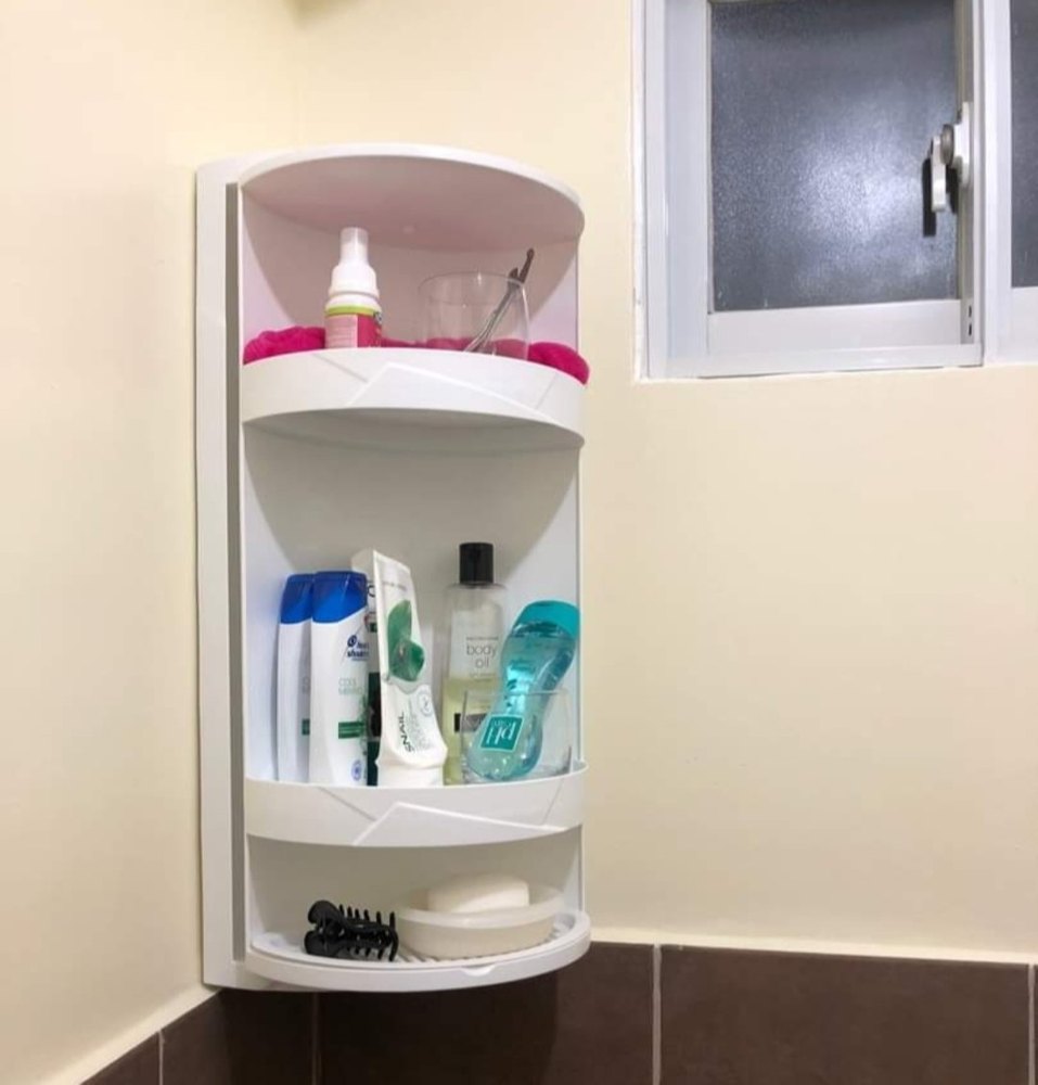 White Plastic Corner Bathroom Rack