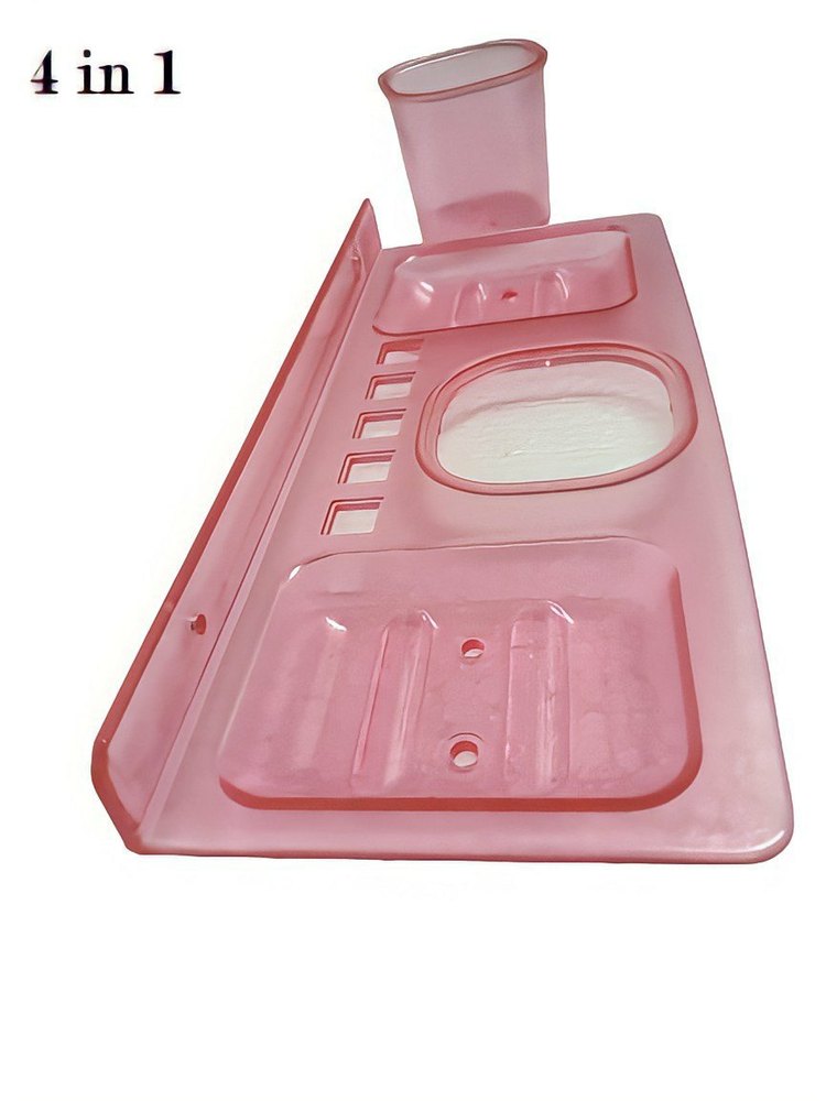 VR Acrylic Abs Bathroom Wall Shelf With Tumbler 4 In 1, Assembled by Company at Site, Size: 12