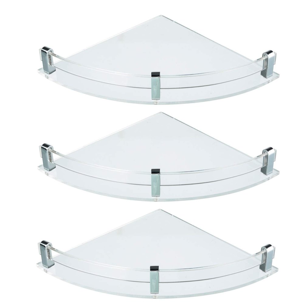 Standard Plain Acrylic White Rectangular Bathroom Shelf