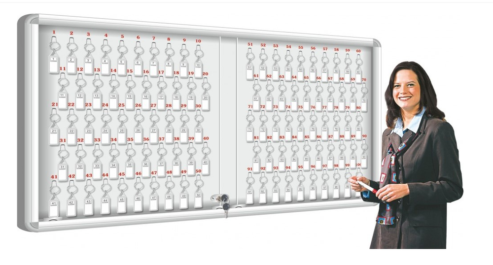 Alkosign Sliding Cover Glass Steel Back Key Cabinets, Packaging Type: Box
