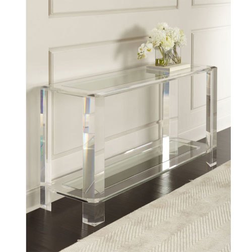 Transparent Matt Finish Acrylic Table With Shelf