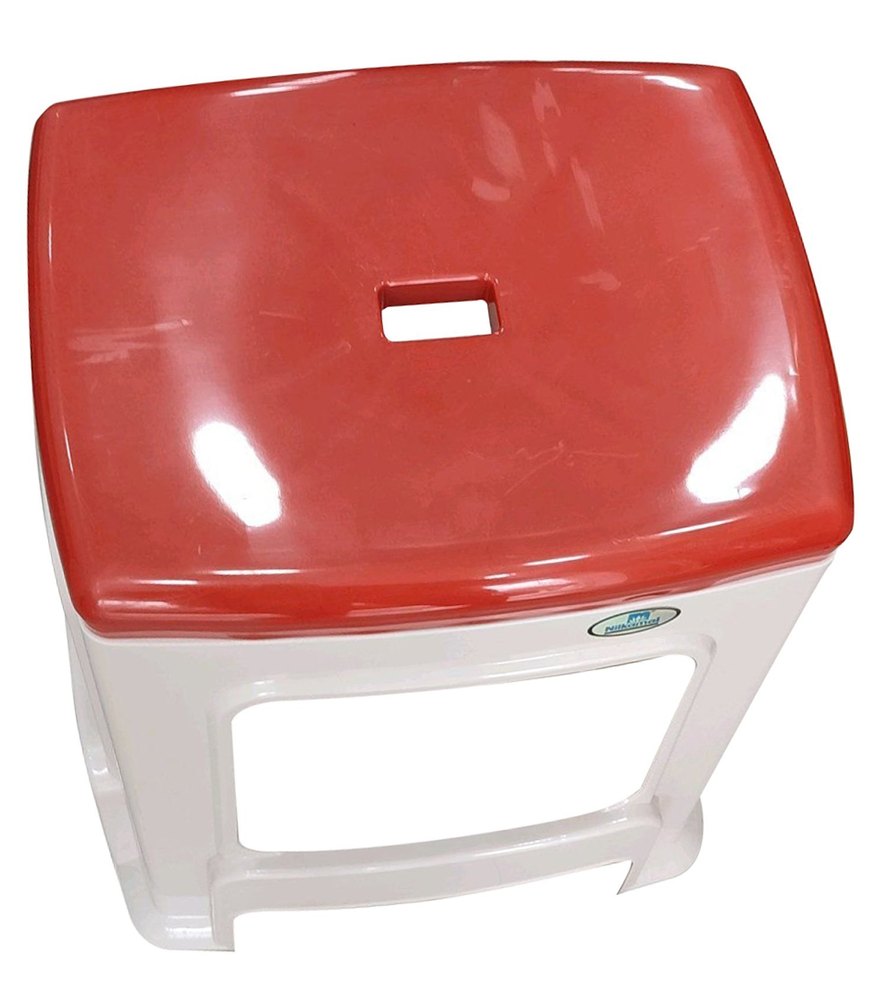 Red And White Nilkamal Plastic Stool