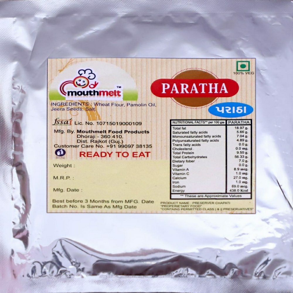 mouthmelt Read To Eat Readymade Paratha, Packaging Type: Pouch