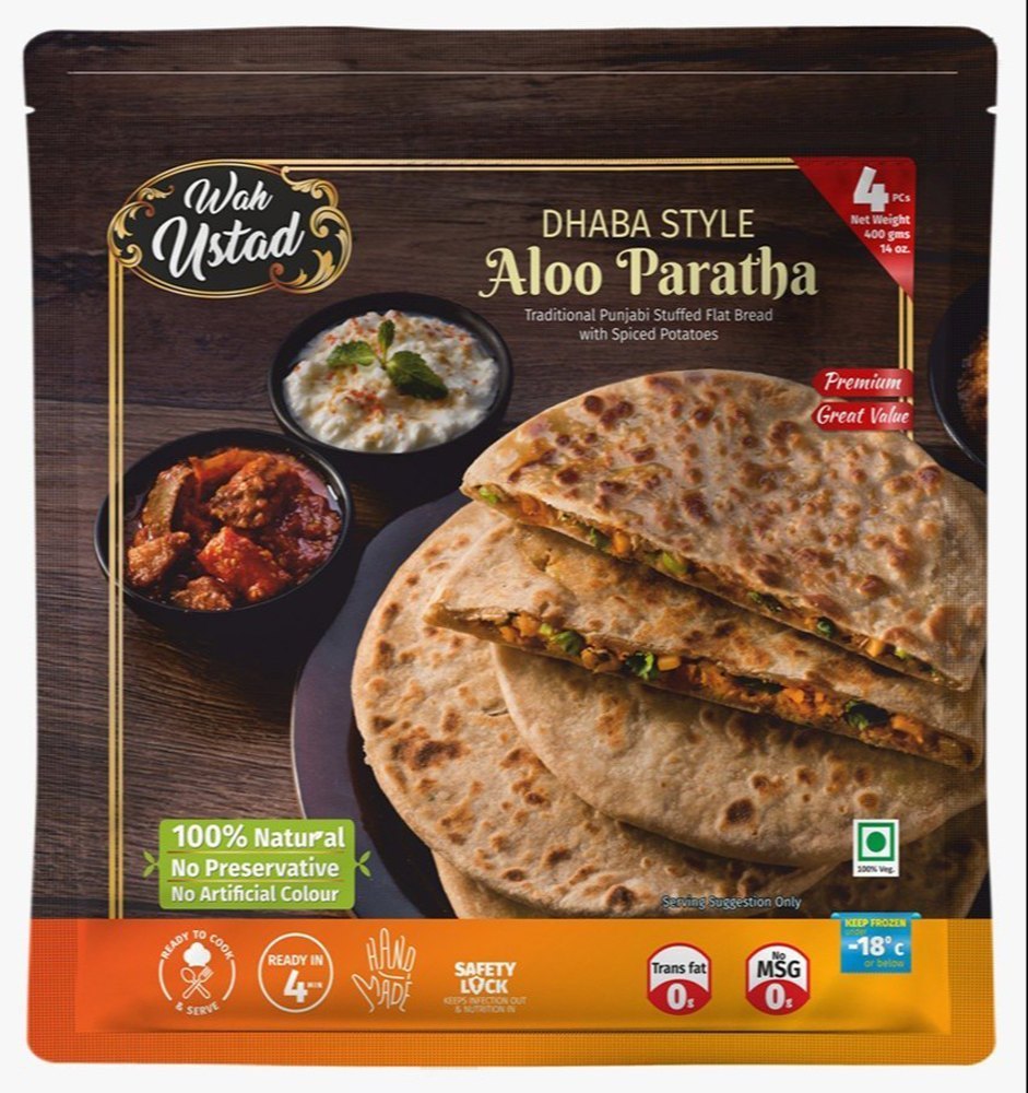 Wah Ustad Aloo Frozen Paratha, Packaging Type: Packet