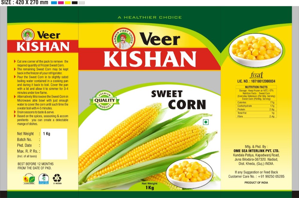 Frozen American Sweet Corn, Packaging Type: 1 kg