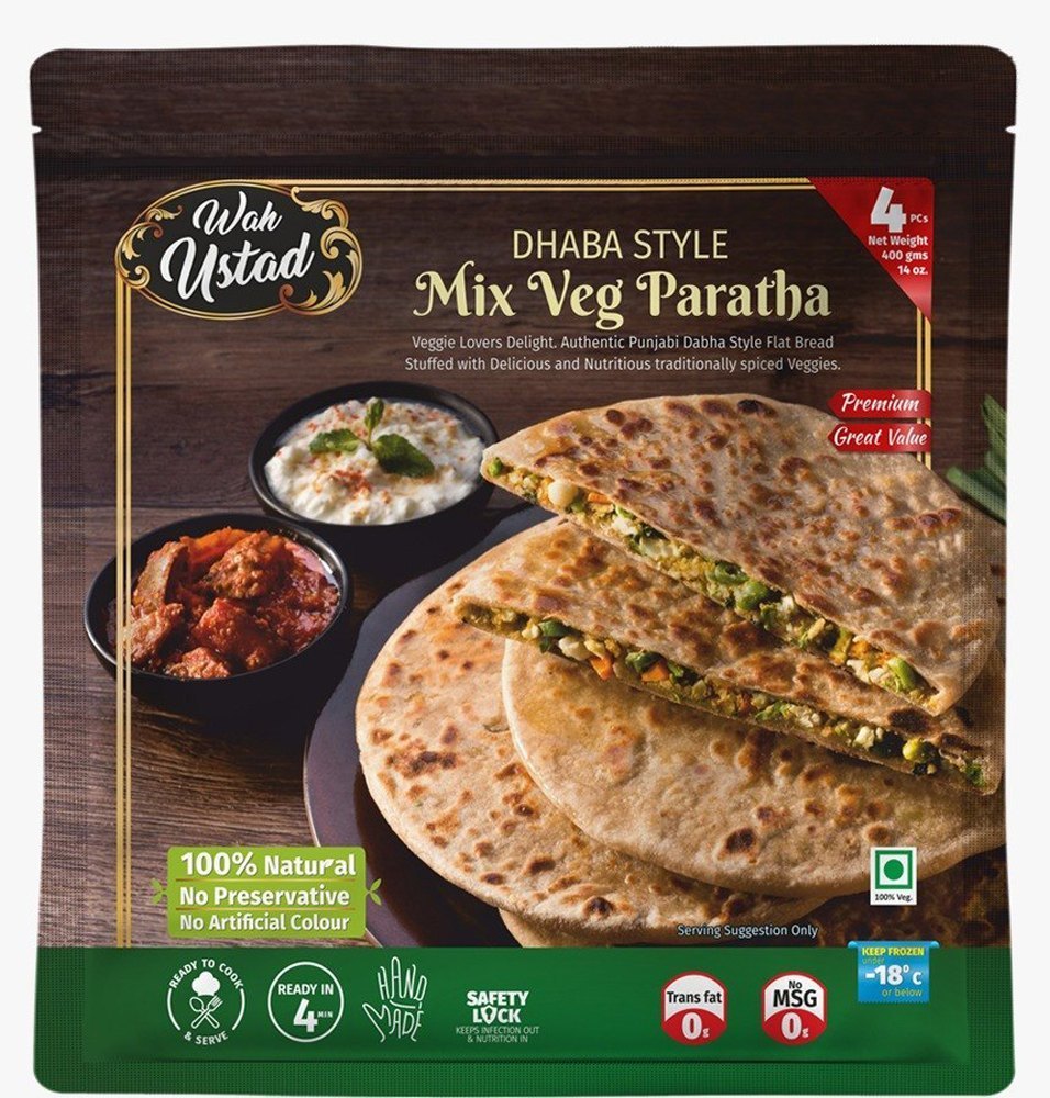 Wah Ustad Mix Veg Frozen Paratha, Packaging Type: Packet