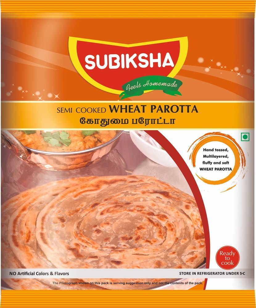SUBIKSHA Ready To Cook Semi Cooked Wheat Parota, Packaging Type: Pouch