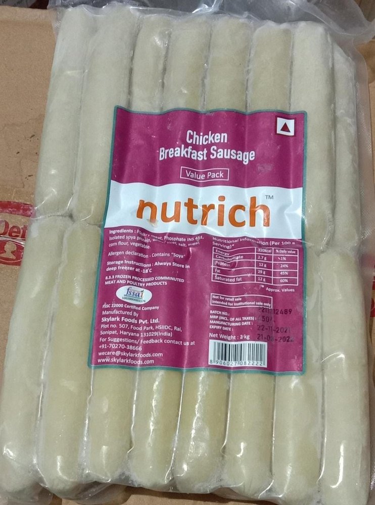 Chicken Breakfast Sausages, For Mess, Packaging Type: Box & Packets