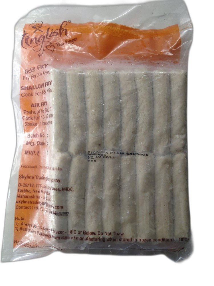 500g Tinglish Frozen Chicken Plain Sausage, For Cooking, Packaging Type: Packet