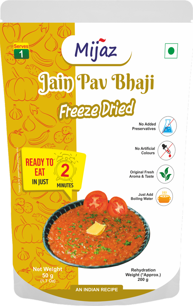 Freeze Dried - Jain Pav Bhaji, Packaging Type: 3 Layer Aluminum Foil