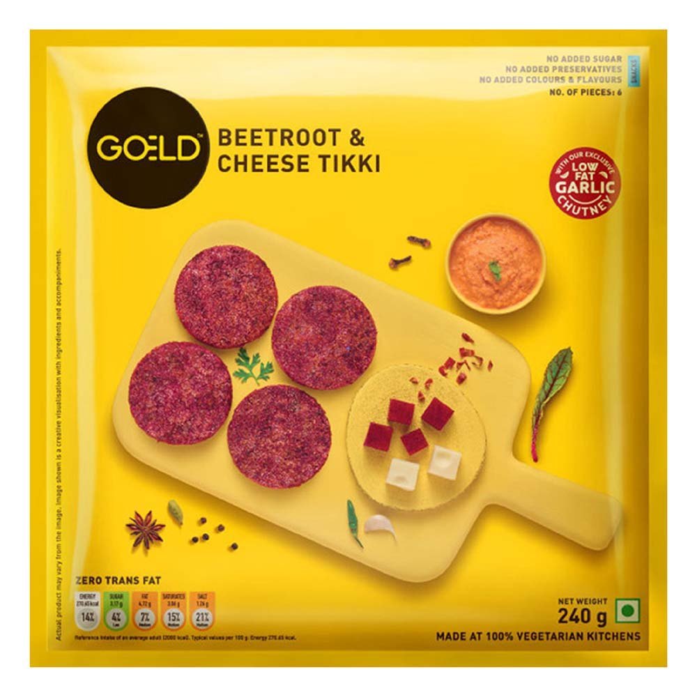 Goeld Beetroot And Cheese Tikki, 240gm, Packaging Type: Packet