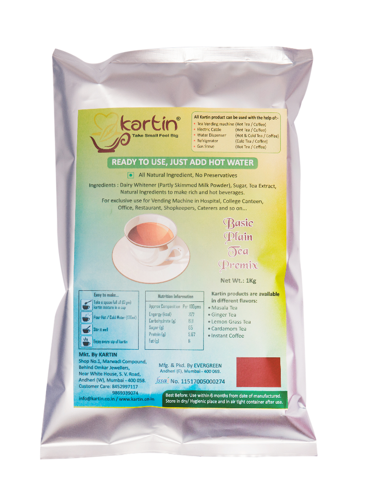 Kartin Blended Basic Plain Tea Premix, 1Kg, Pack Size: 1 Kg