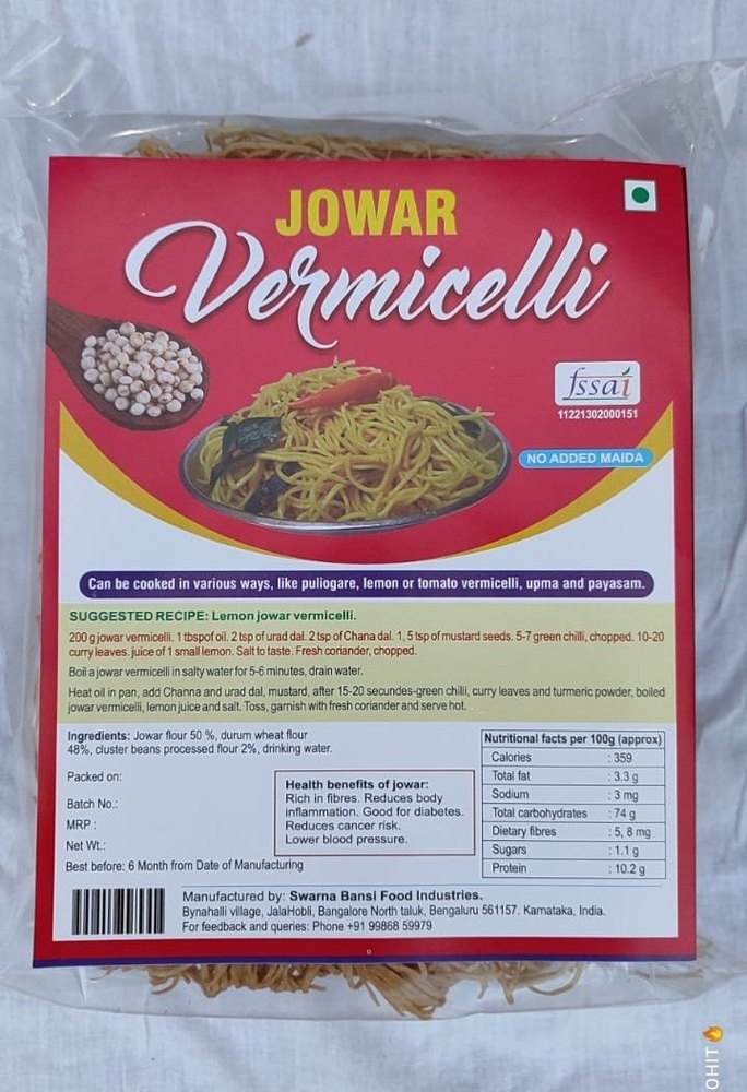 Swarna Bansi Jowar Vermicelli, Packaging Size: 400 G