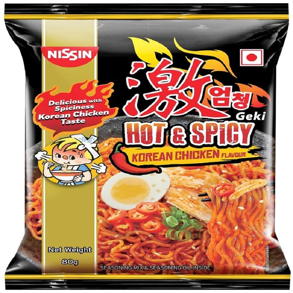 Nissin Hot Spicy Korean Chicken Noodles, Packaging Size: 80 G