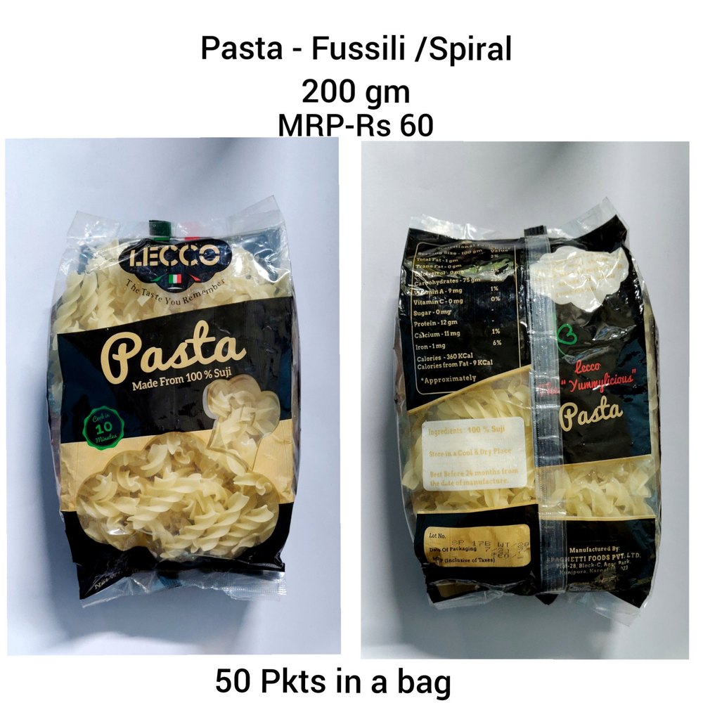 lecco Semolina Fusilli Pasta, For Cooking, Packaging Size: 200 Gms