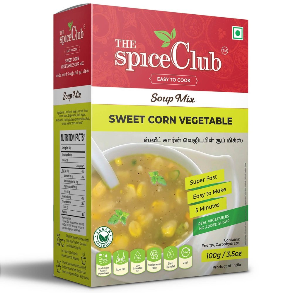The Spice Club Sweet Corn Vegetable Soup Mix, For Cooking, Packaging Size: 100g