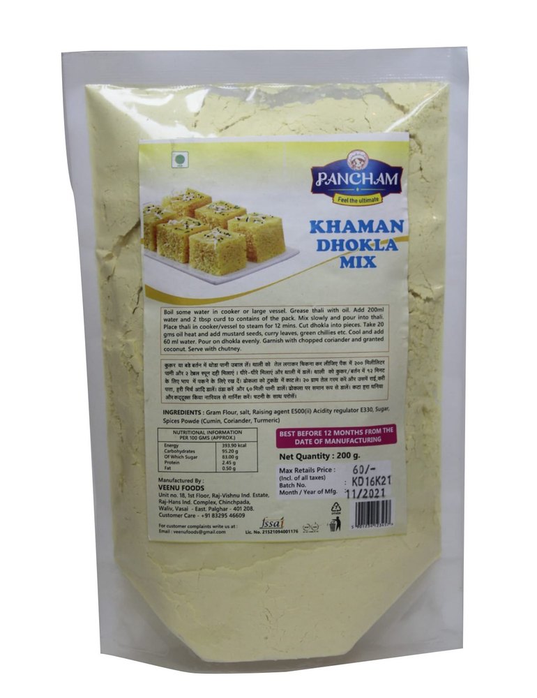 Khaman Dhokla Instant Mix, Energy: 393.90kcal, Packaging Size: 200 G