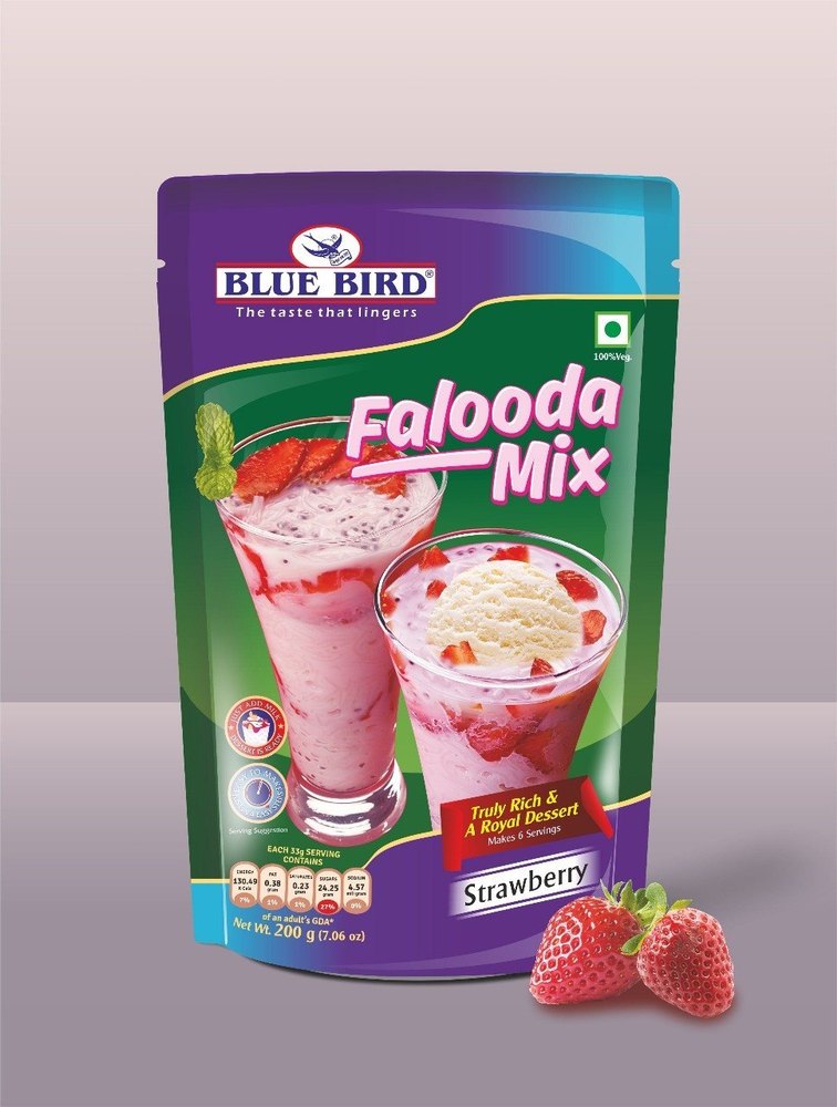 Blue Bird Falooda Mix 200 Gm PP - Strawberry