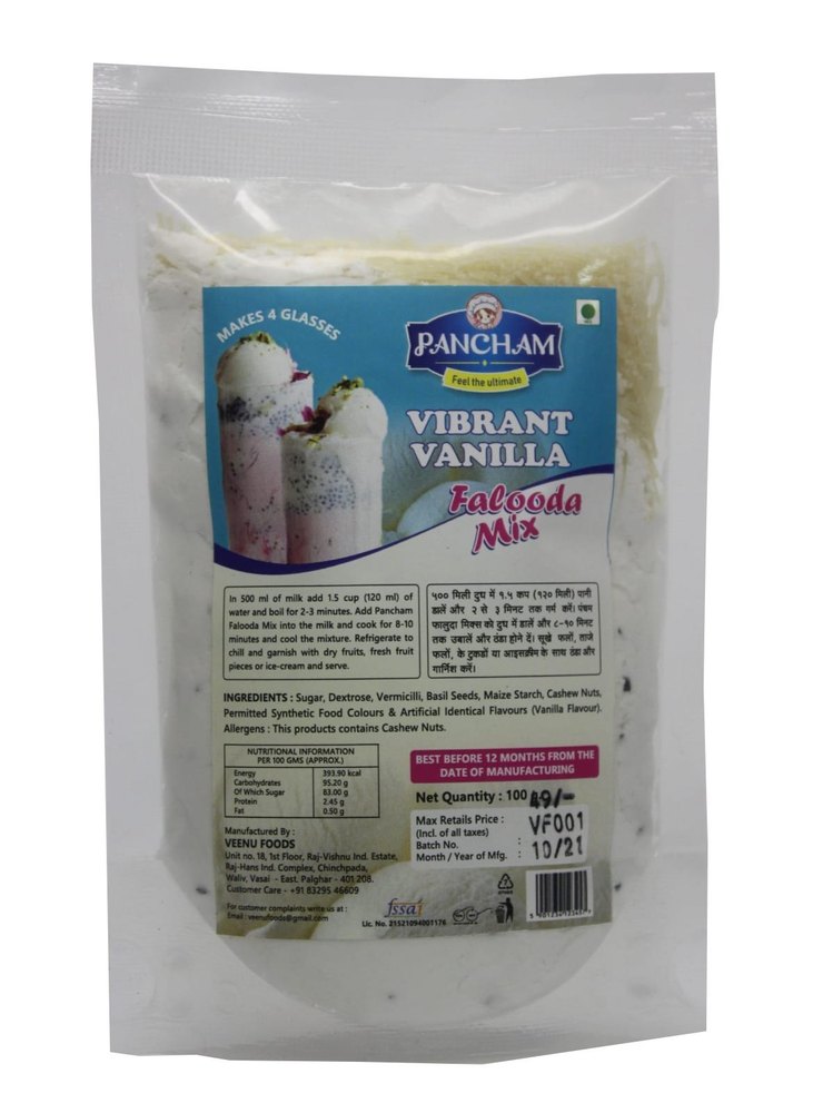 Falooda Mix Vanilla, Energy: 393.90kcal, Packaging Size: 100 G