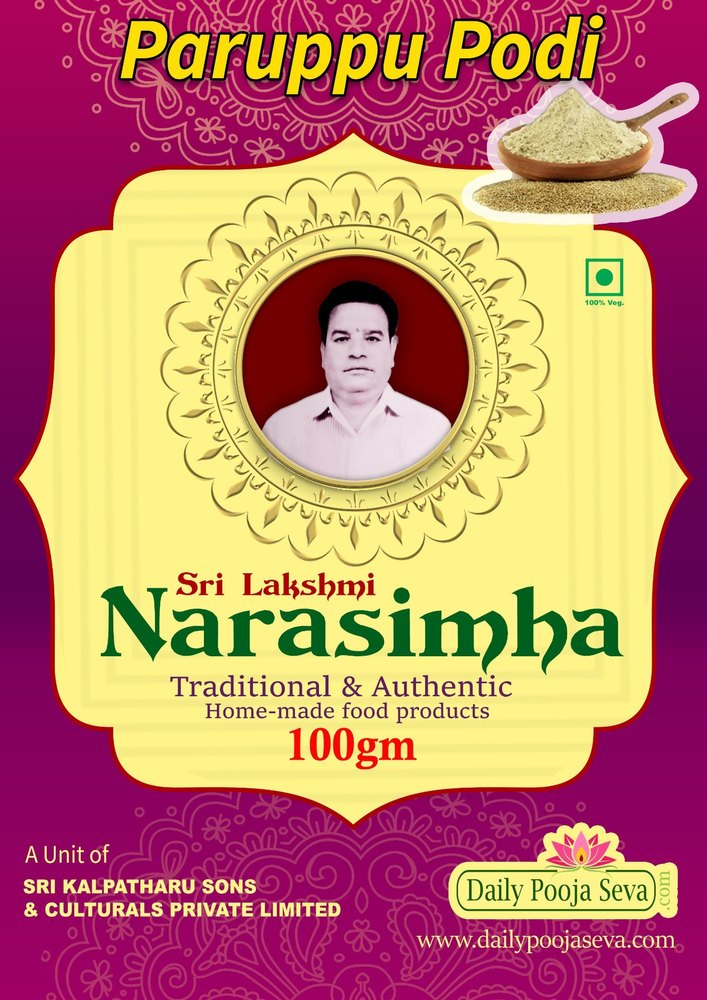 South Indian Meal Sri Lakshmi Narasimha Paruppu Podi, Packaging Type: Pouch, Packaging Size: From 100 Grams