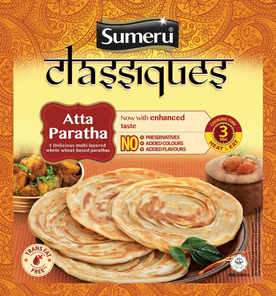 Sumeru Ready Mixes & Meals Frozen Atta Paratha, Packaging Type: Packet