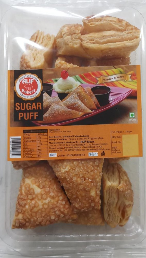 Baked Biscuits ALIF BAKERS Sugar Puff, Packaging Type: Box