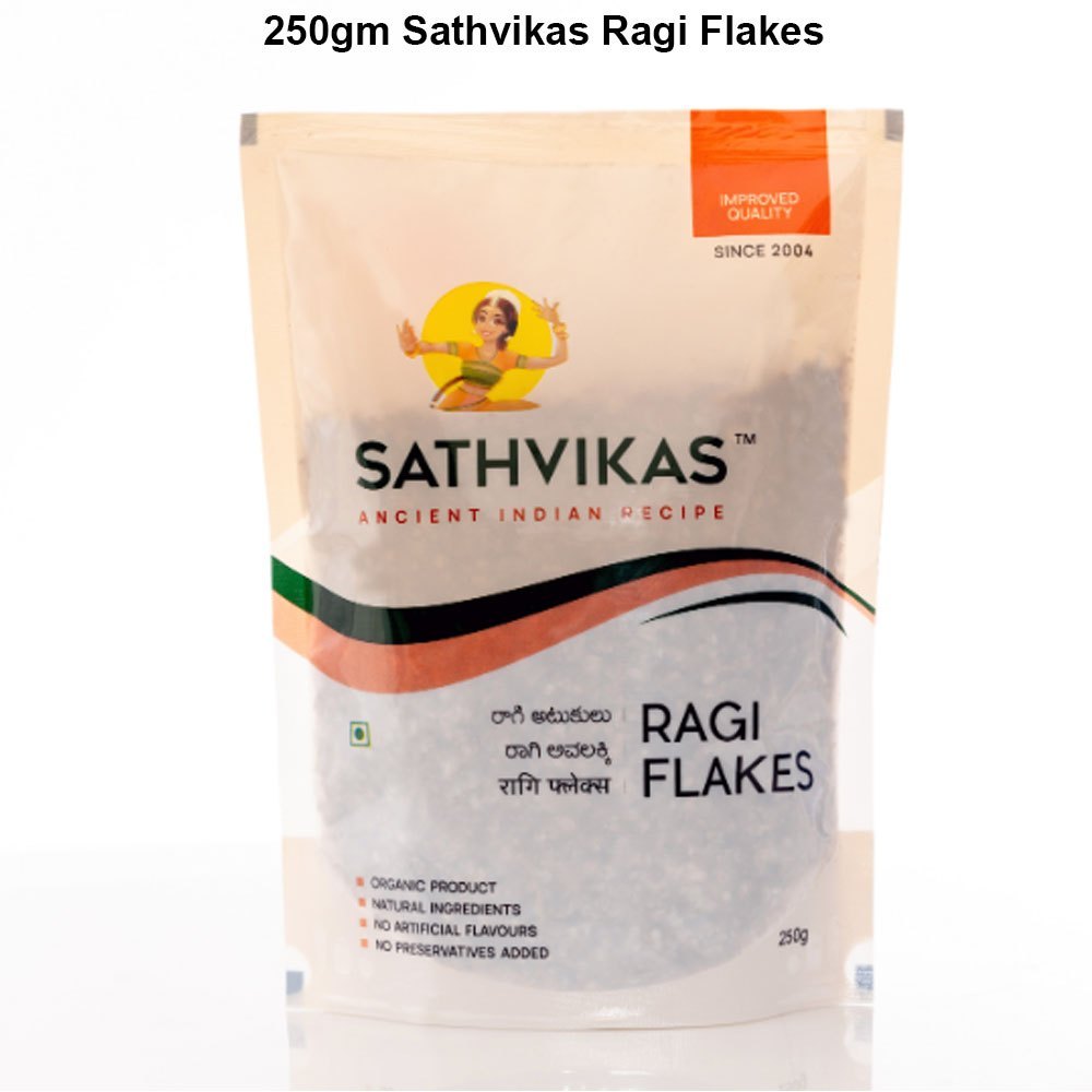 250gm Sathvikas Ragi Flakes, For Cooking, Organic img