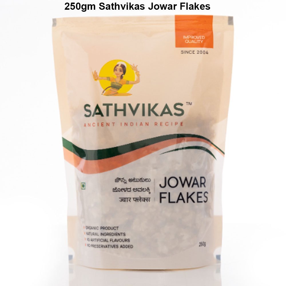 250gm Sathvikas Jowar Flakes, For Cooking, Packaging Type: Packet