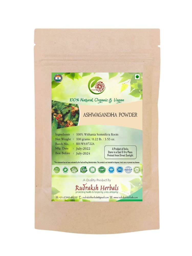 Organic Ashwagandha Powder, Packaging Size: 100g