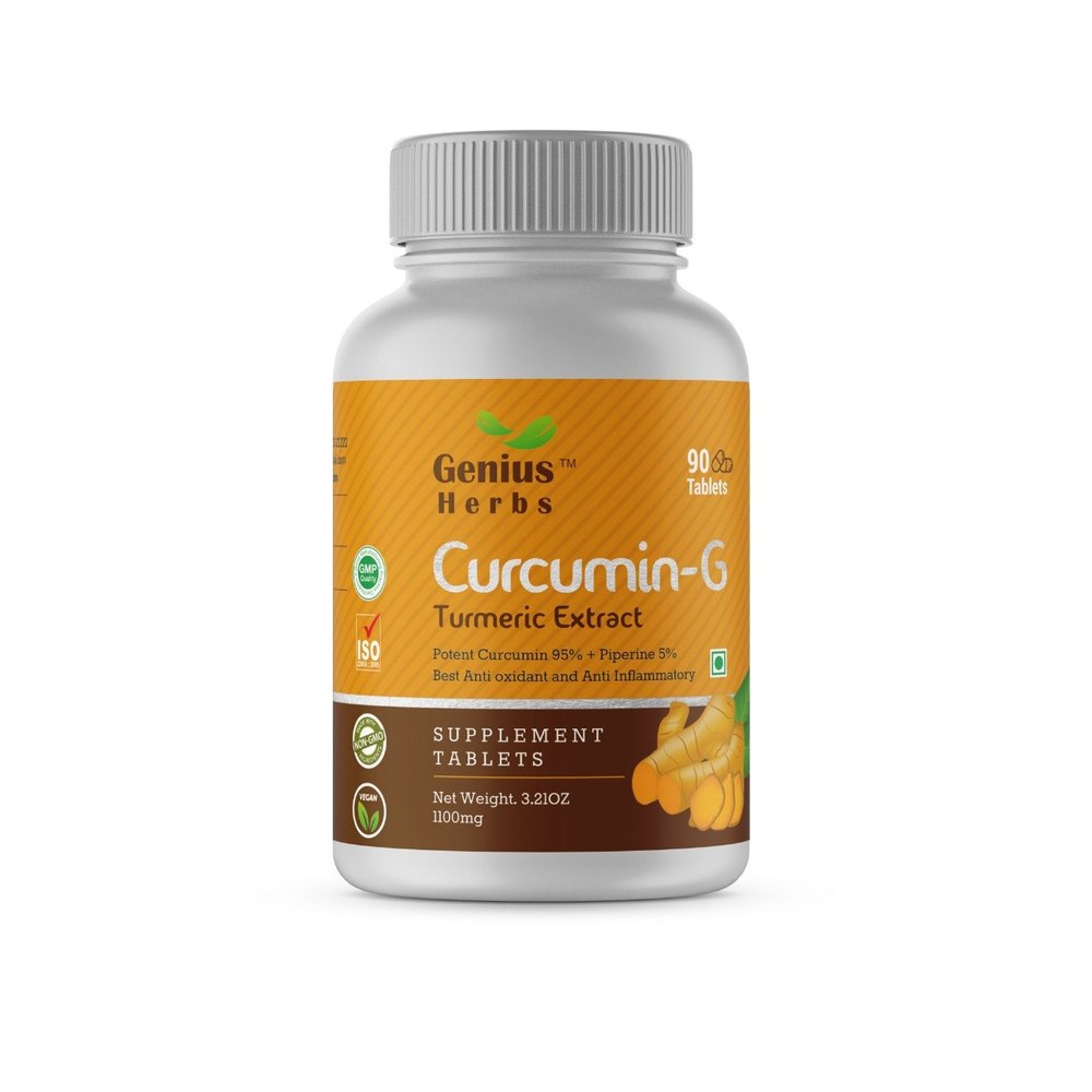 Genius Herbs 1100Mg Curcumin Turmeric Extract Tablet, Packaging Type: Bottle, Packaging Size: 90 Tablets
