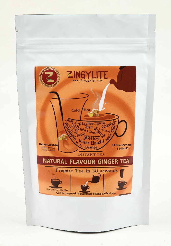 Zingysip Natural Dry Ginger Tea (250 gm.) with Burnt Sugar, Packaging Type: Pouch