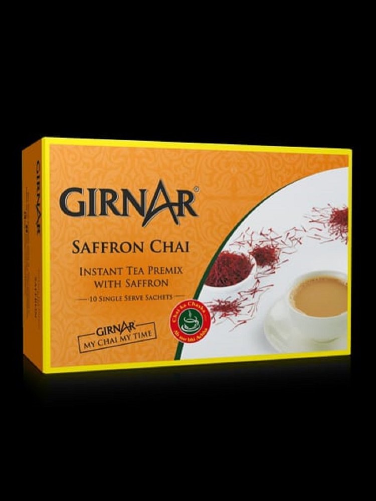 Processed Tea CTC Girnar Saffron Chai, 10 single serve sachets, Grade: Bop