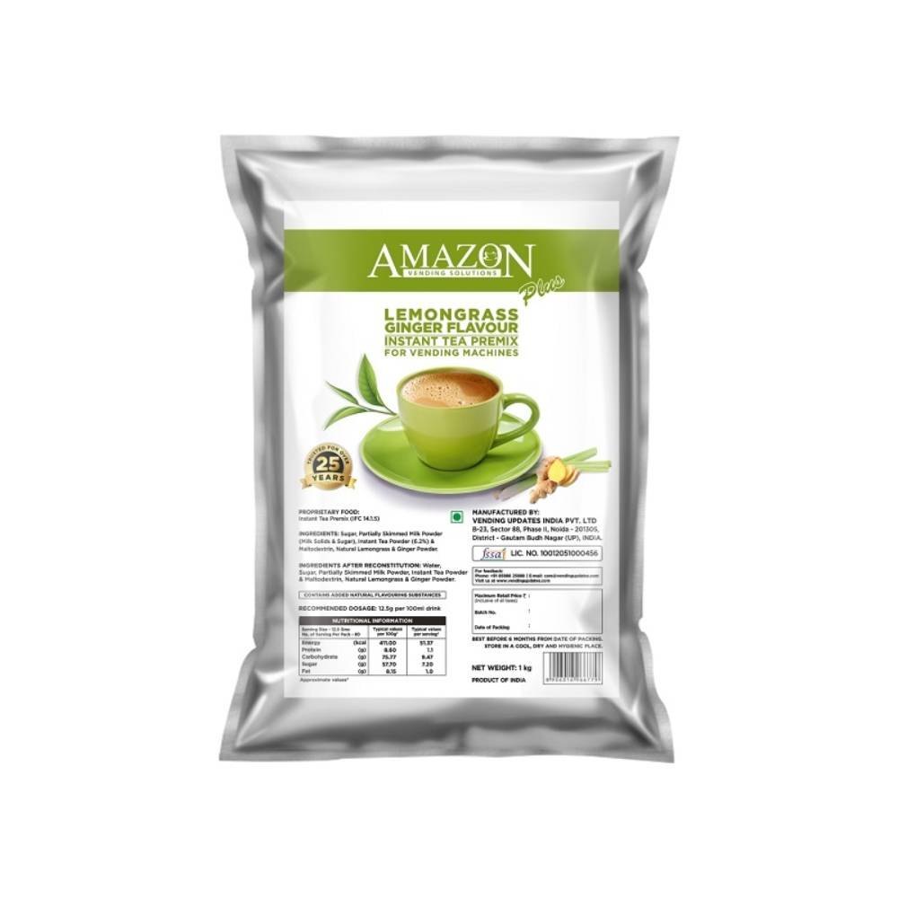 Amazon 3 in 1 Instant Lemongrass Ginger Plus Tea Premix Powder 1 Kg