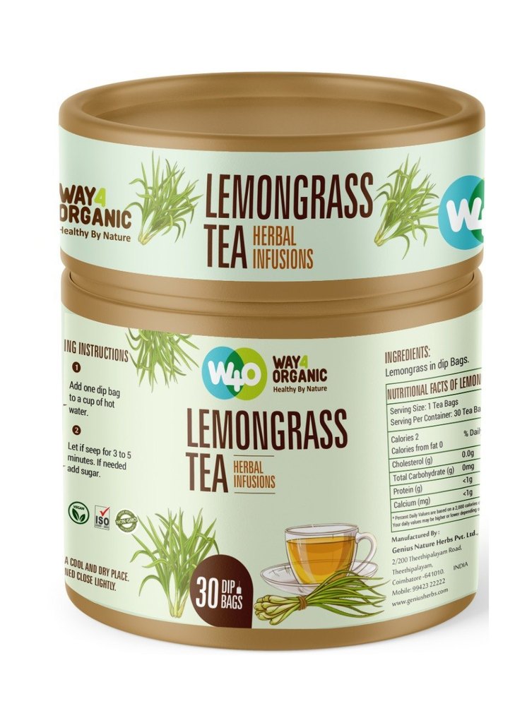 Way4Organic LemonGrass Tea -30 Dips, Leaves