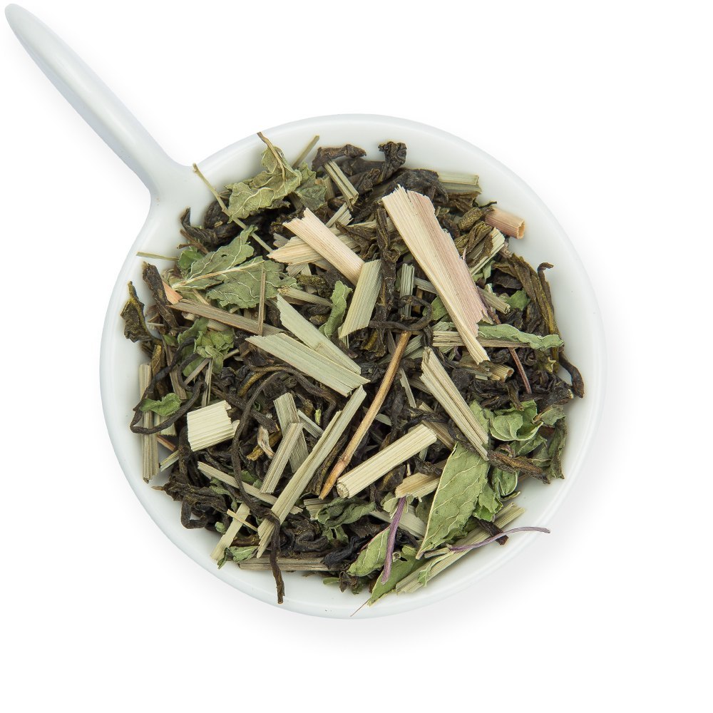 In Organic Lemongrass Mint Green Tea, Leaves