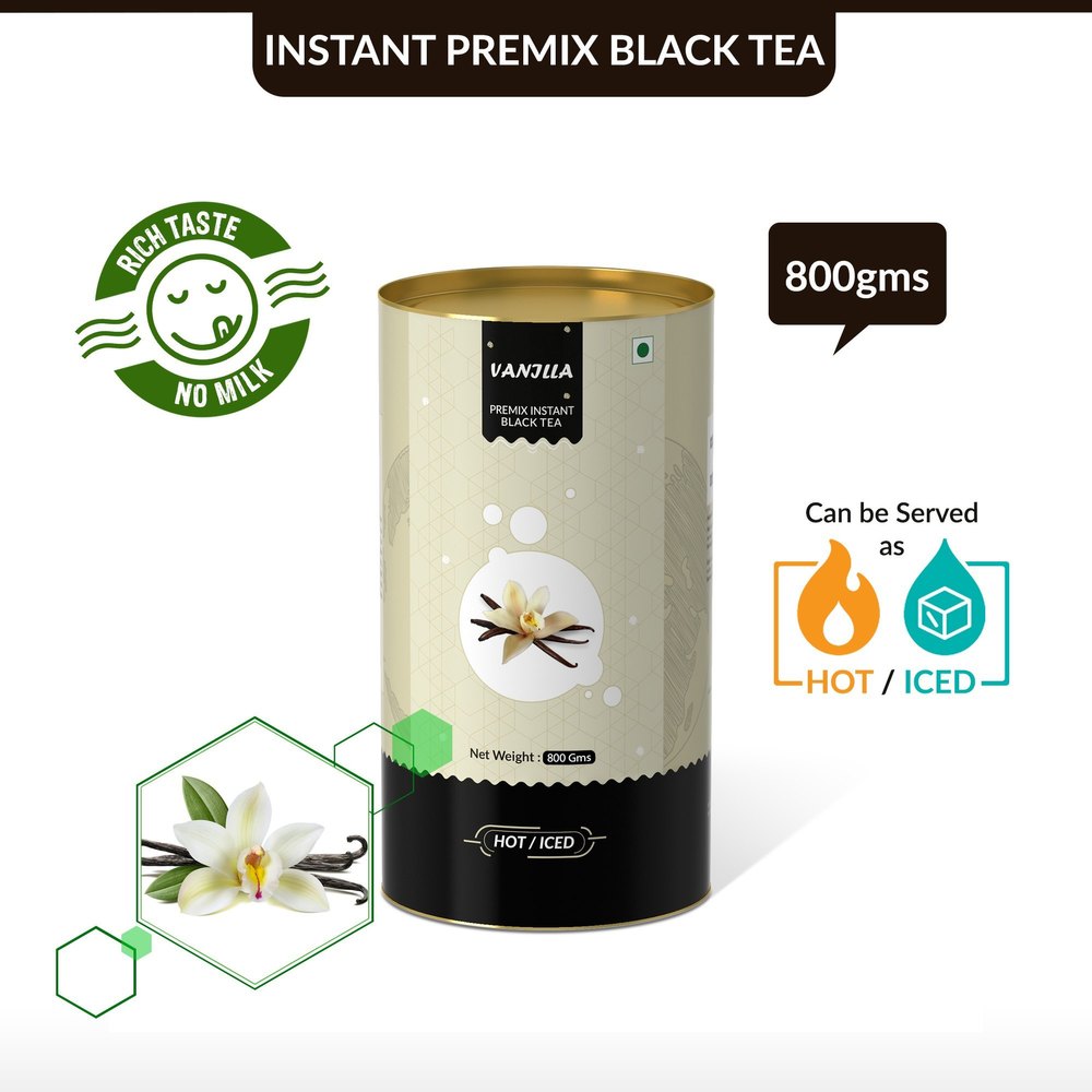 Vanila Blended Instant Tea - Vanilla Flavoured - Serve Hot or Cold - Black Tea, Powder
