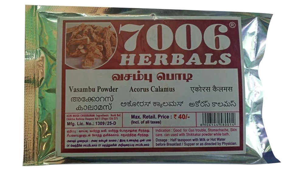 7006 Herbals Acorus Calamus Vasambu Powder, Prescription, Packaging Type: Packet