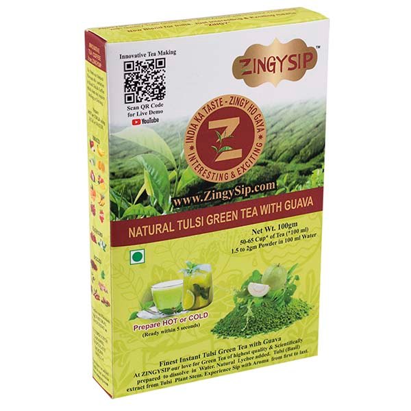 Authentic Natural Zingysip Fruit Green Tea (Guava) - 100 Gm. - Prepare within 5 Seconds, Pan India, Packaging Type: Powder