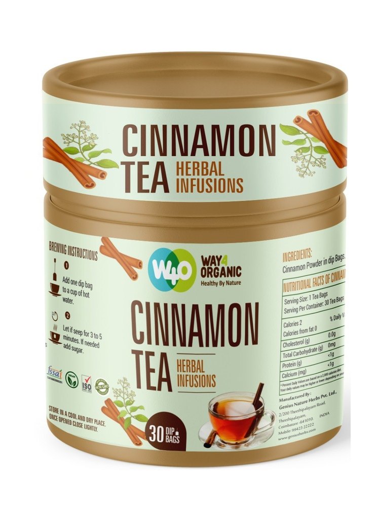 Genius Nature Herbs Pvt Ltd Paper Canister Way4Organic Cinnamon Tea -30 Dips, Packaging Size: 100GRAM
