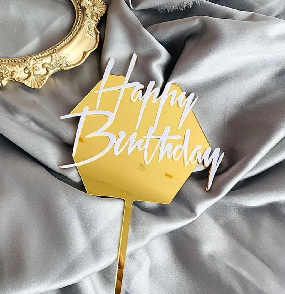 Acrylic Happy Birthday Cake Topper, Packaging Type: Packet