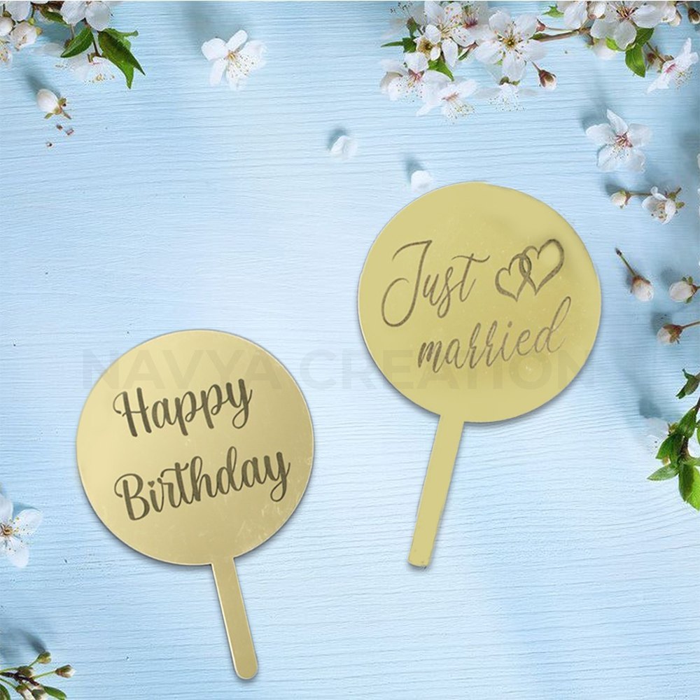 Golden Acrylic Cake Topper