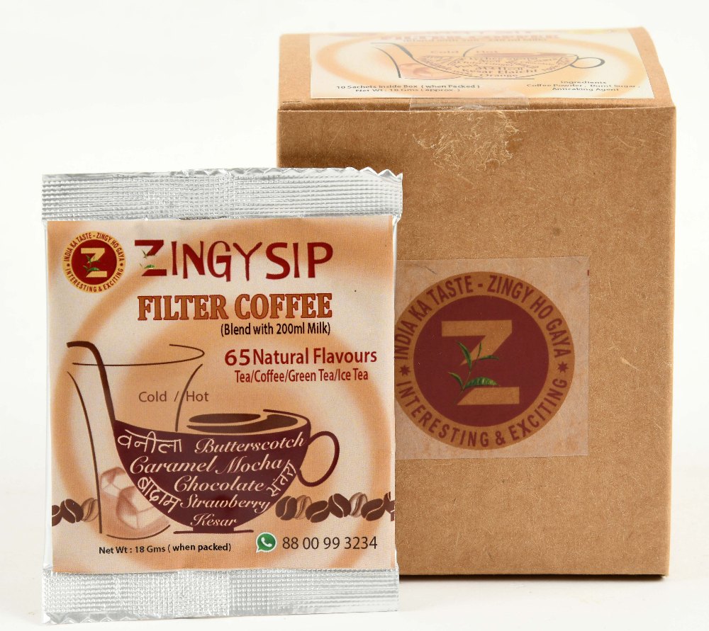 Zingysip Filter Coffee ( 100% ) For Milk - 10 Sachets